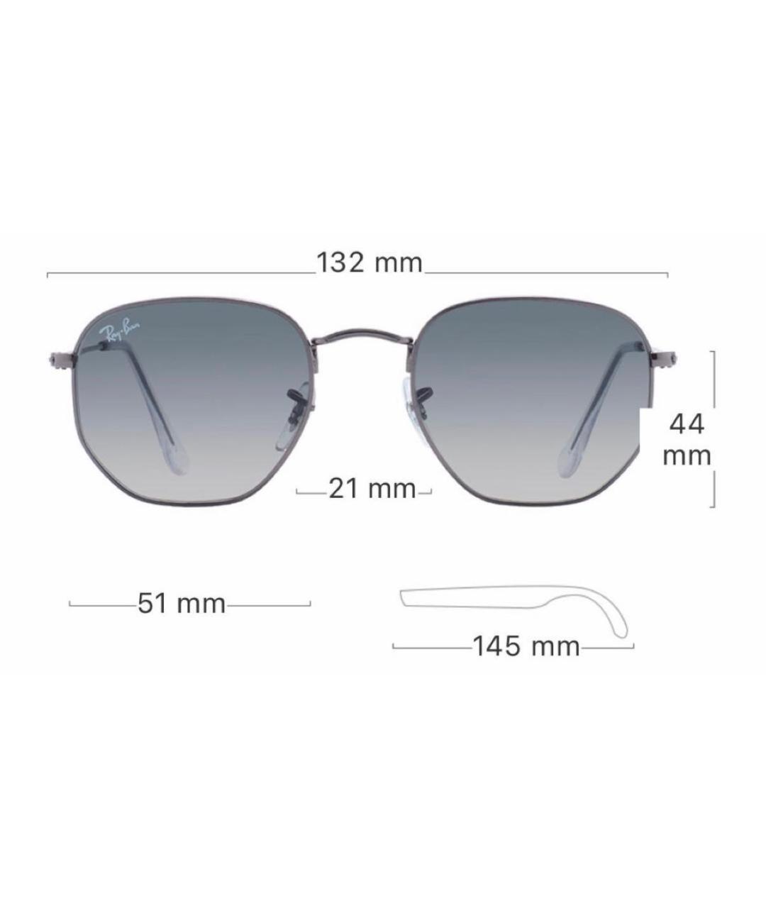 RAY BAN Антрацитовые металлические солнцезащитные очки, фото 3