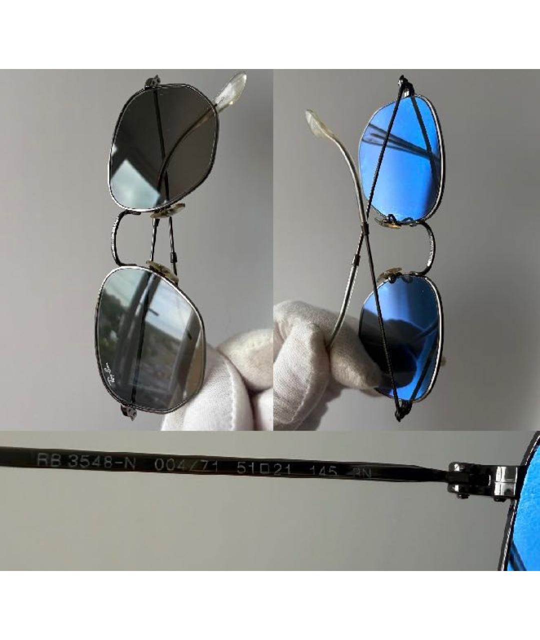 RAY BAN Антрацитовые металлические солнцезащитные очки, фото 2