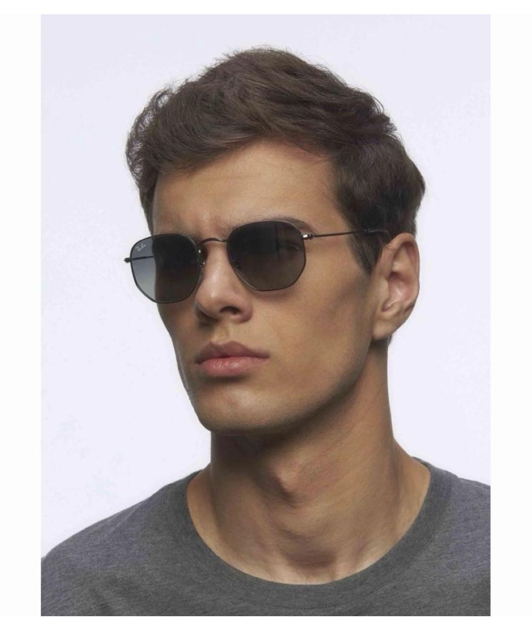 RAY BAN Антрацитовые металлические солнцезащитные очки, фото 5