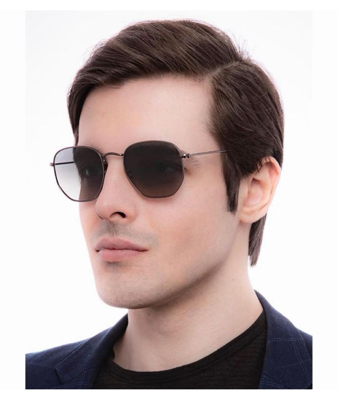 RAY BAN Антрацитовые металлические солнцезащитные очки, фото 6