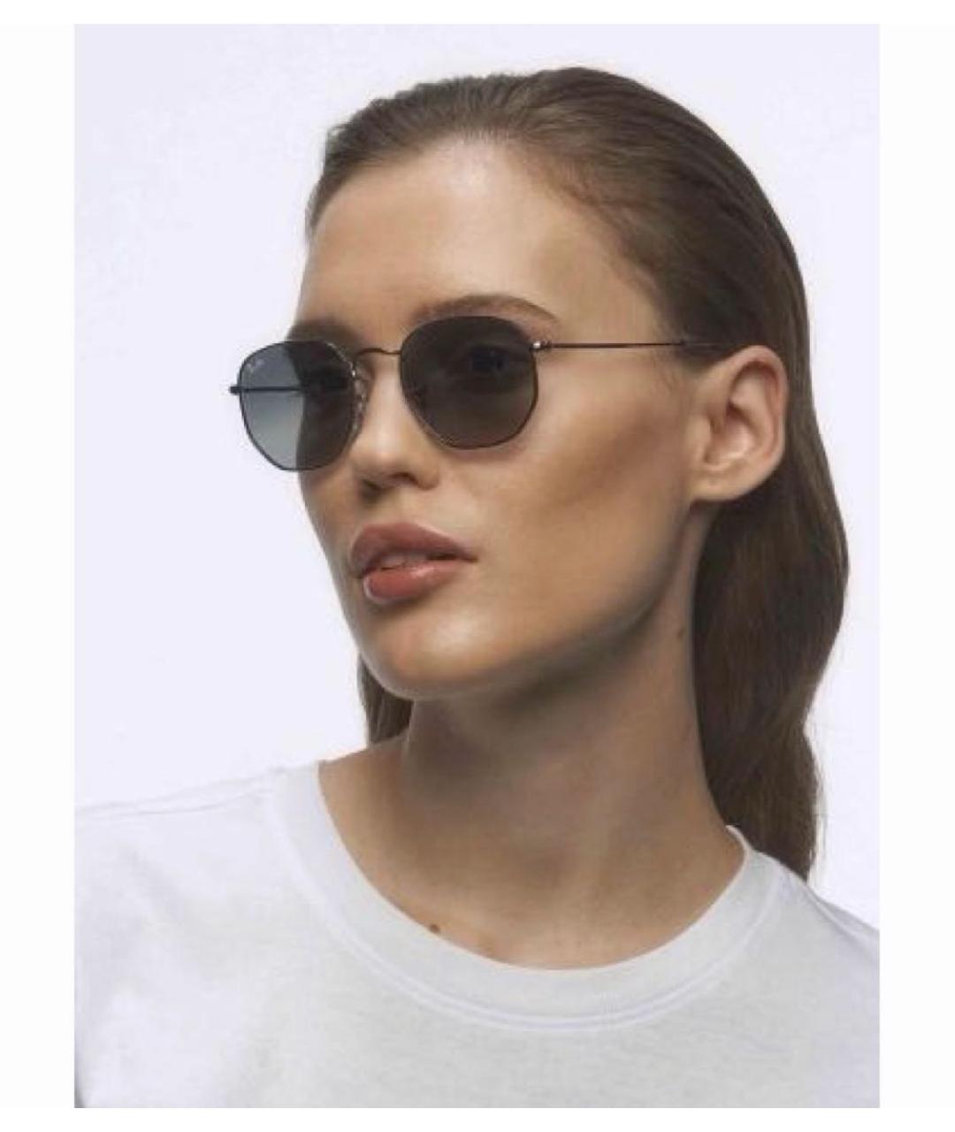 RAY BAN Антрацитовые металлические солнцезащитные очки, фото 7