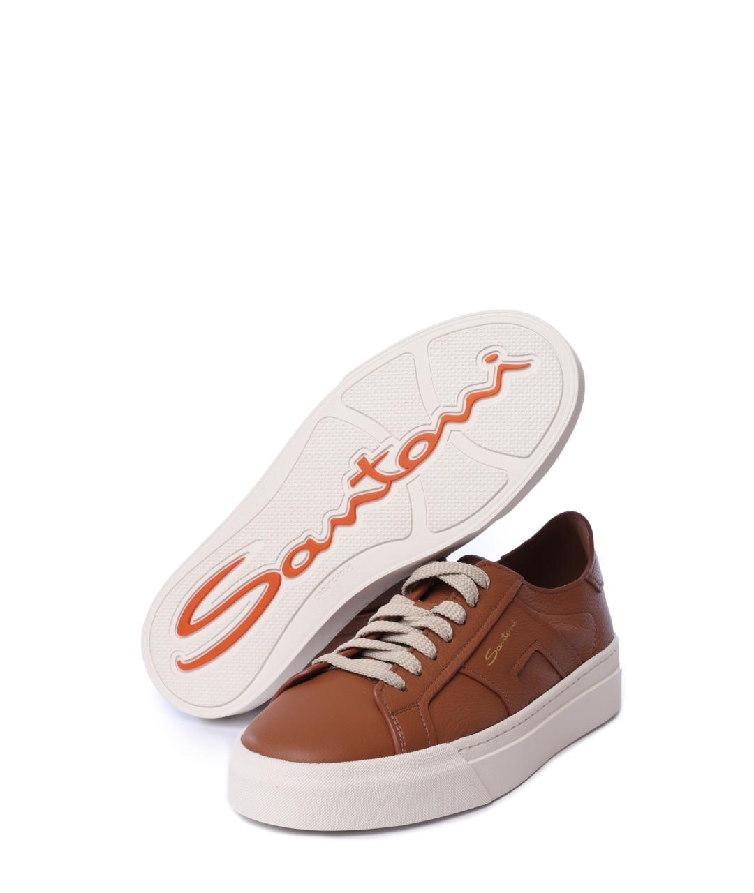 SANTONI Коричневые кеды, фото 5