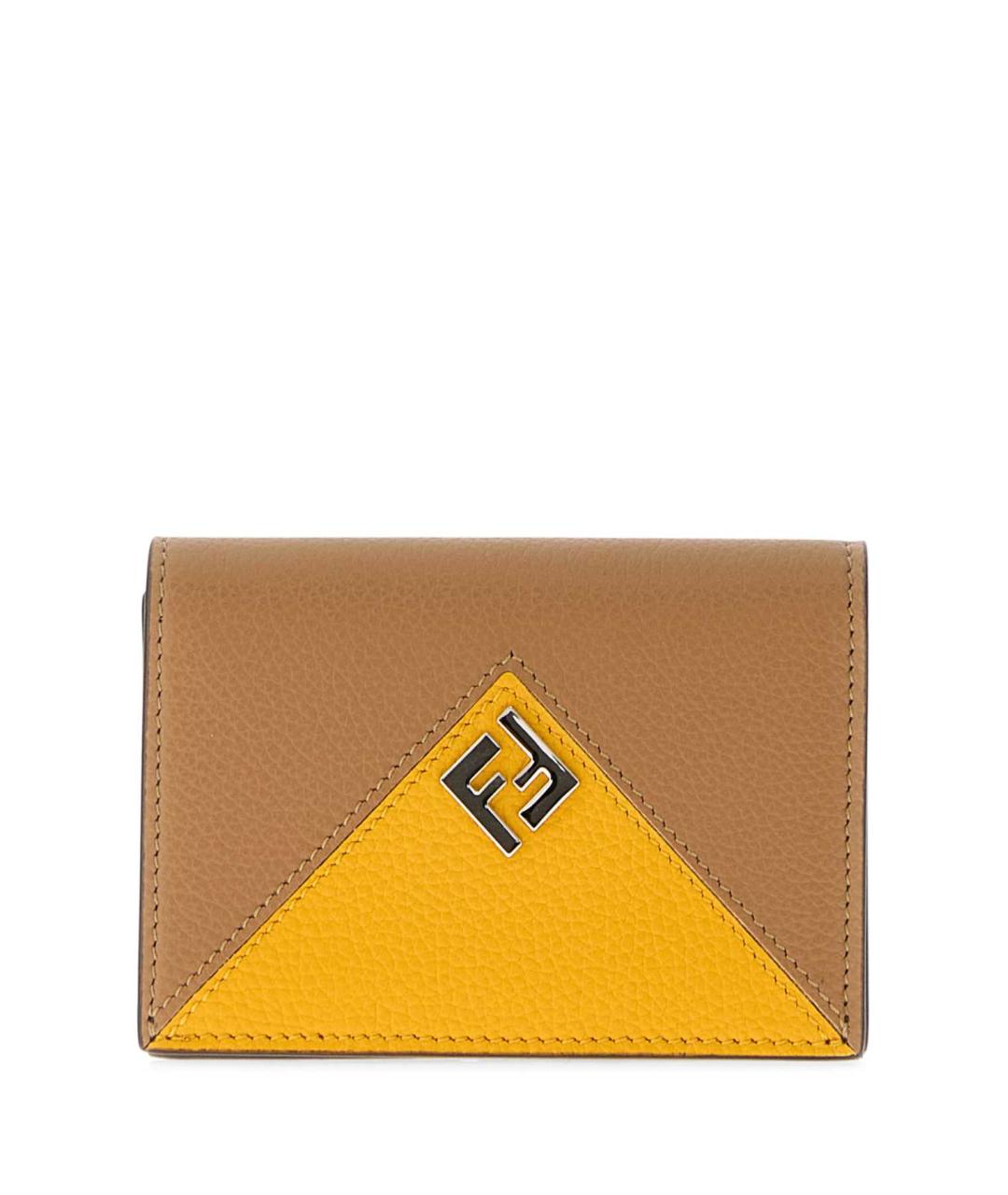 FENDI Бежевый кожаный кардхолдер, фото 1