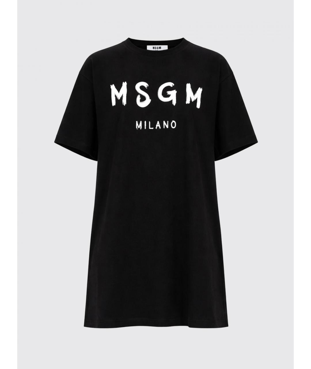 MSGM Черное хлопковое повседневное платье, фото 2