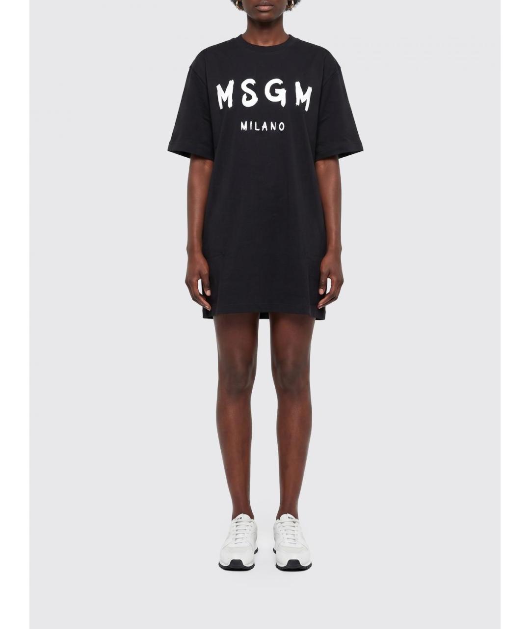 MSGM Черное хлопковое повседневное платье, фото 1