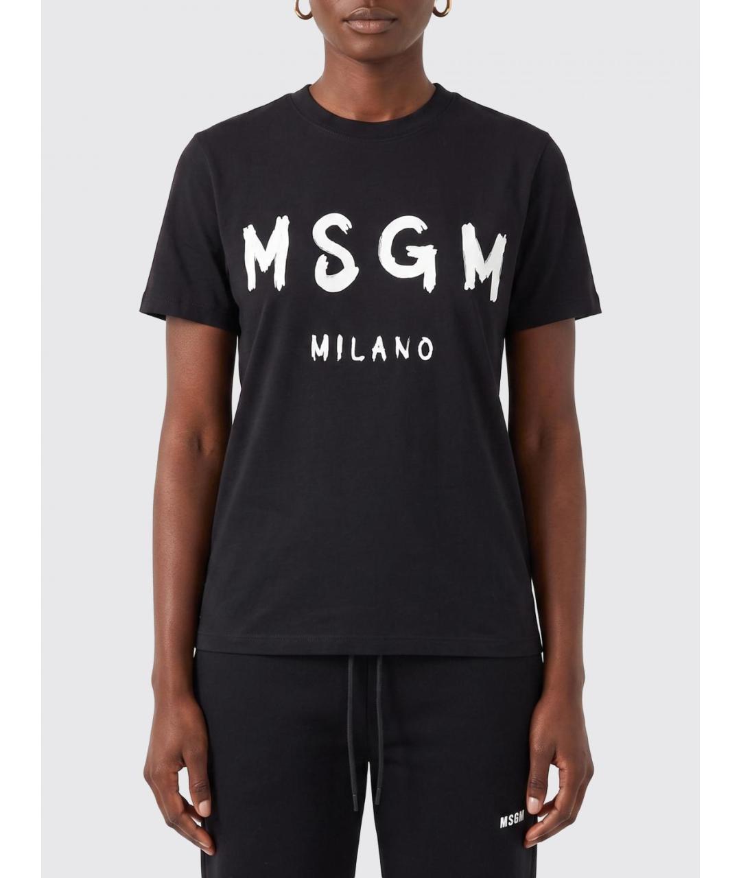 MSGM Черная хлопковая футболка, фото 1