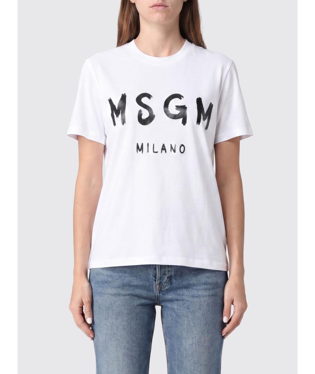 MSGM Белая хлопковая футболка, фото 1
