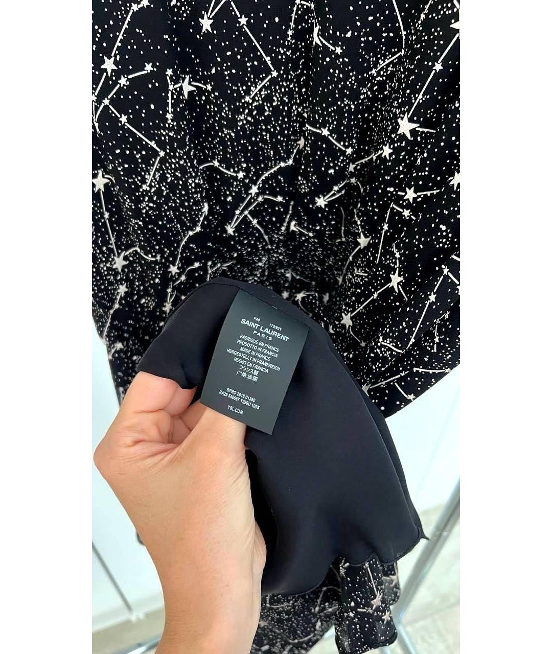 SAINT LAURENT Черное шелковое повседневное платье, фото 4