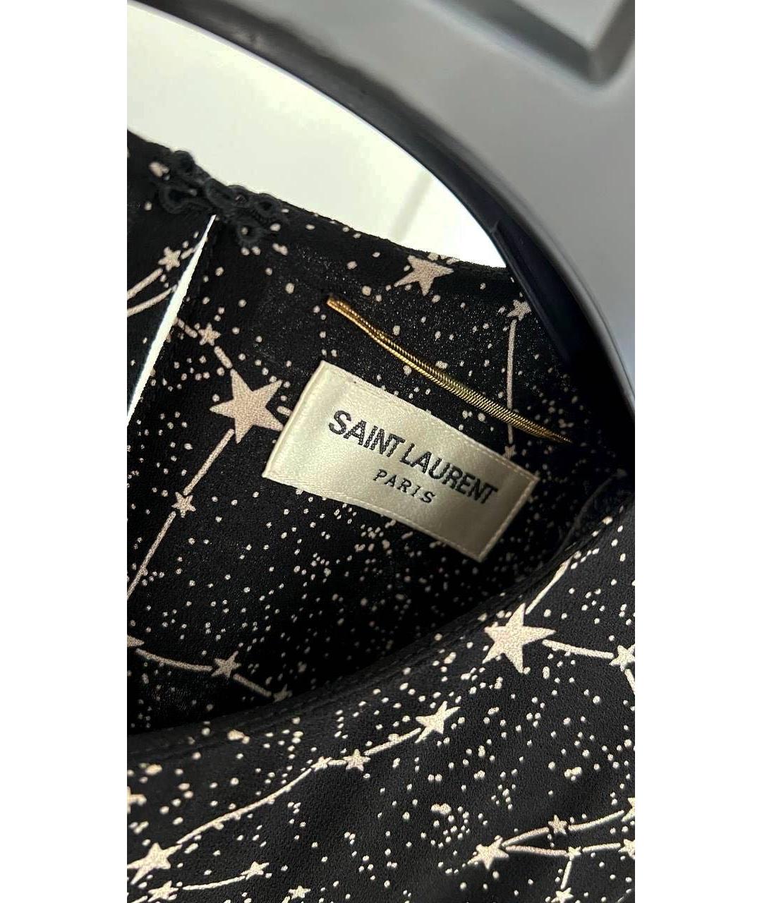 SAINT LAURENT Черное шелковое повседневное платье, фото 2