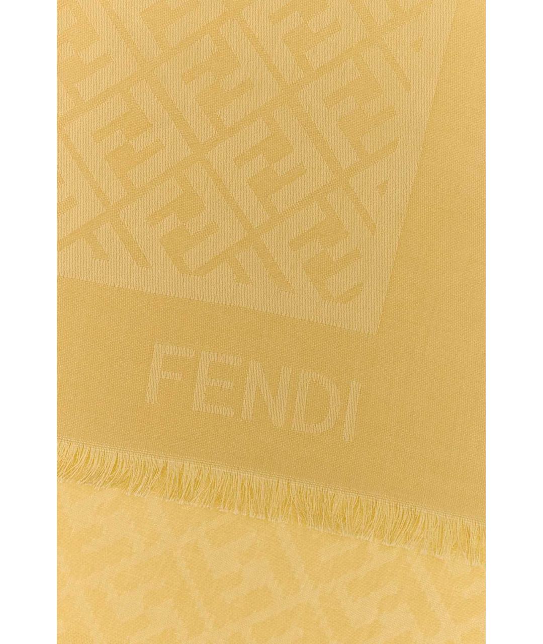 FENDI Желтый шерстяной шарф, фото 2