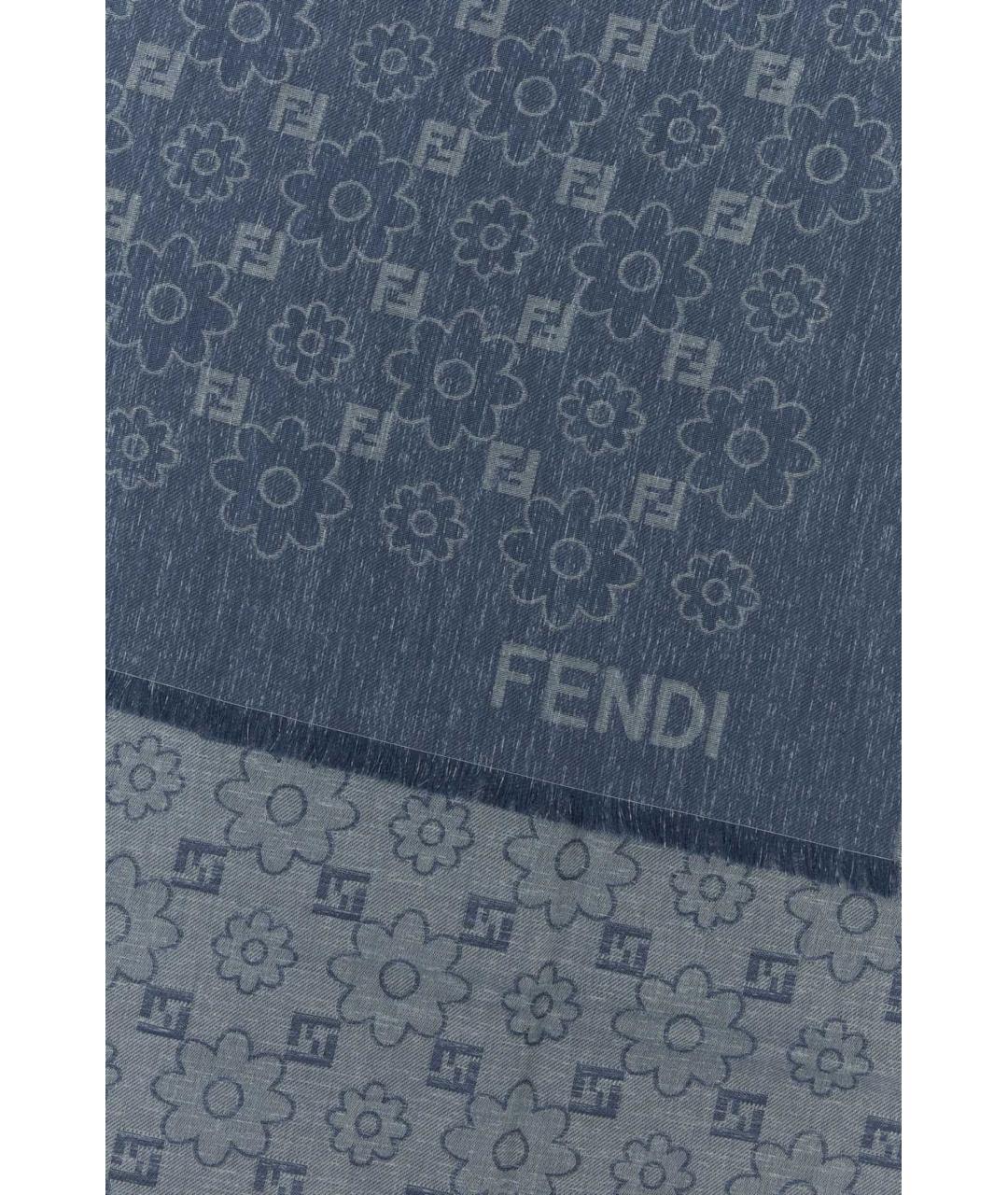 FENDI Голубой хлопковый шарф, фото 2