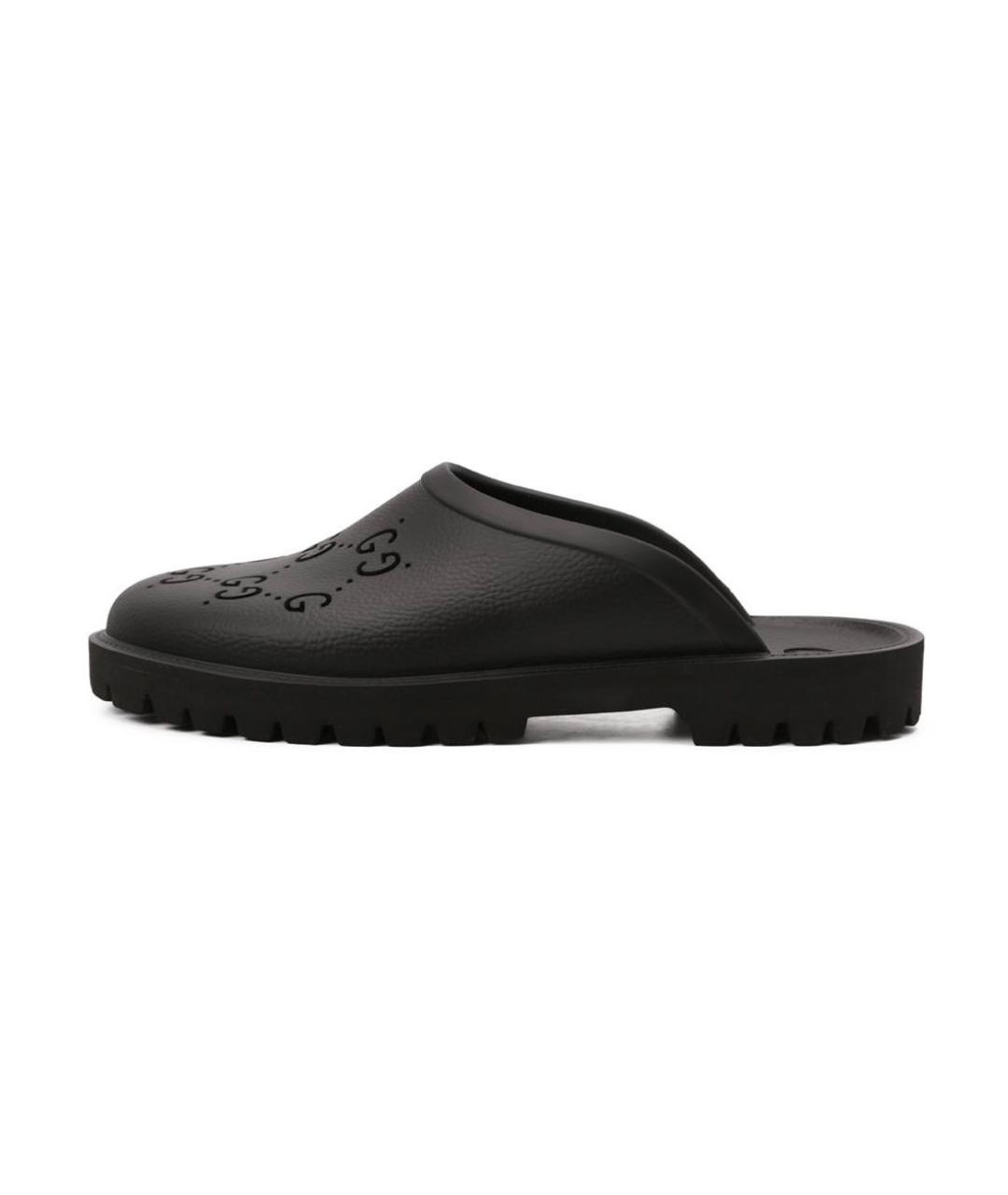 GUCCI Черные резиновые шлепанцы, фото 6