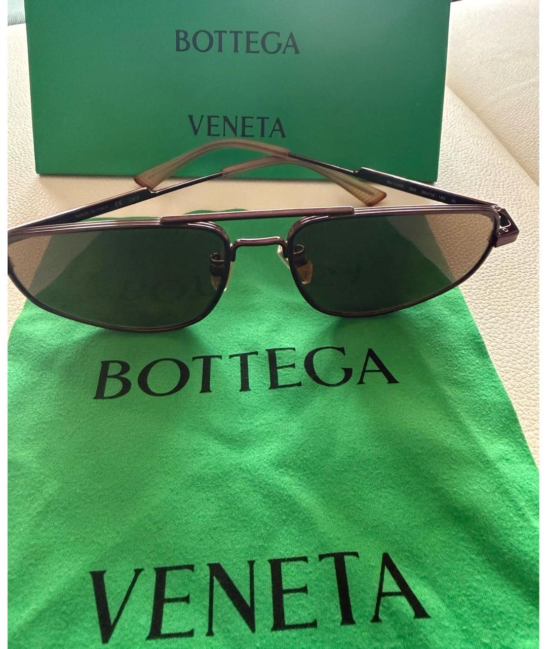 BOTTEGA VENETA Коричневые металлические солнцезащитные очки, фото 2