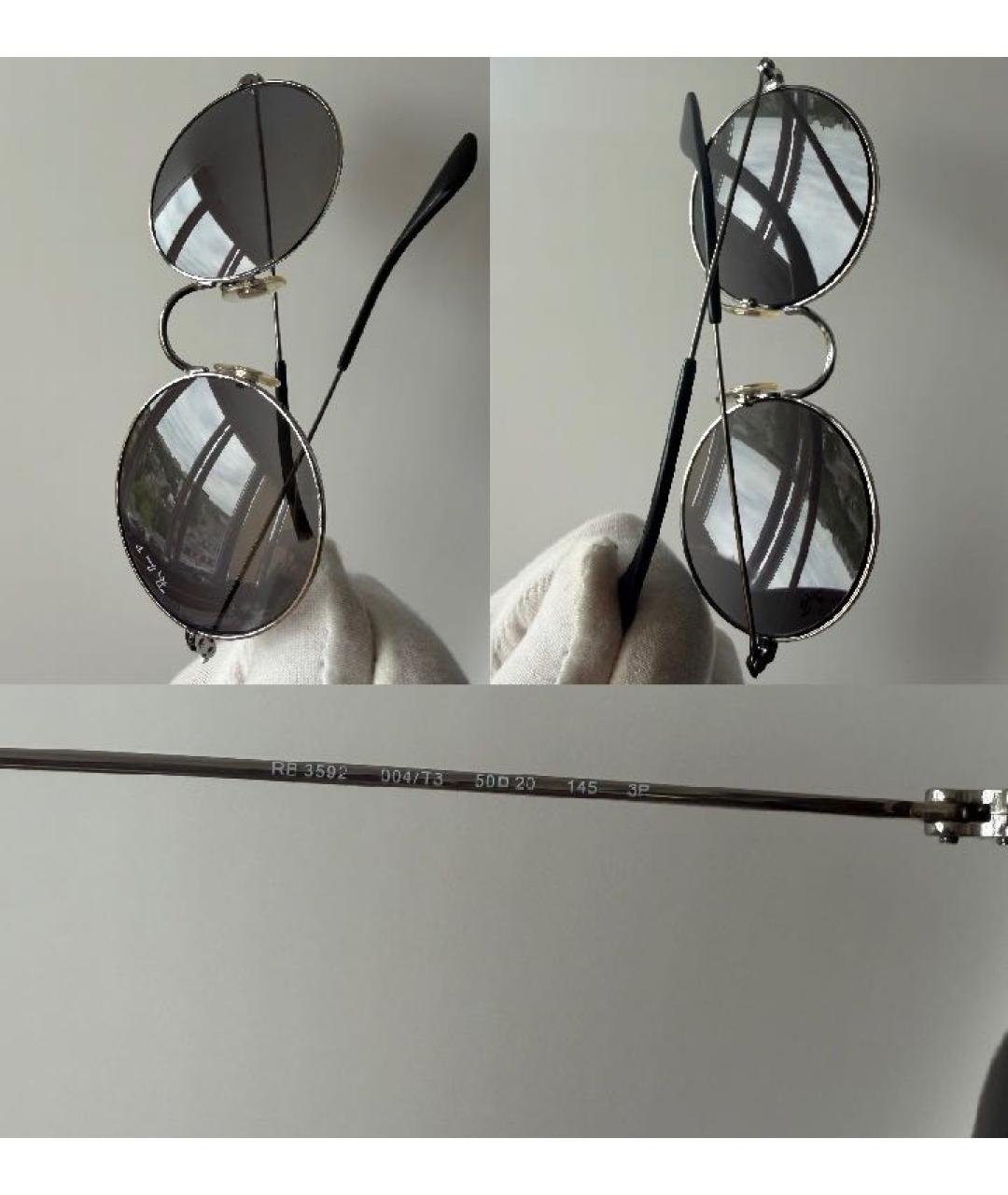 RAY BAN Серебряные металлические солнцезащитные очки, фото 3