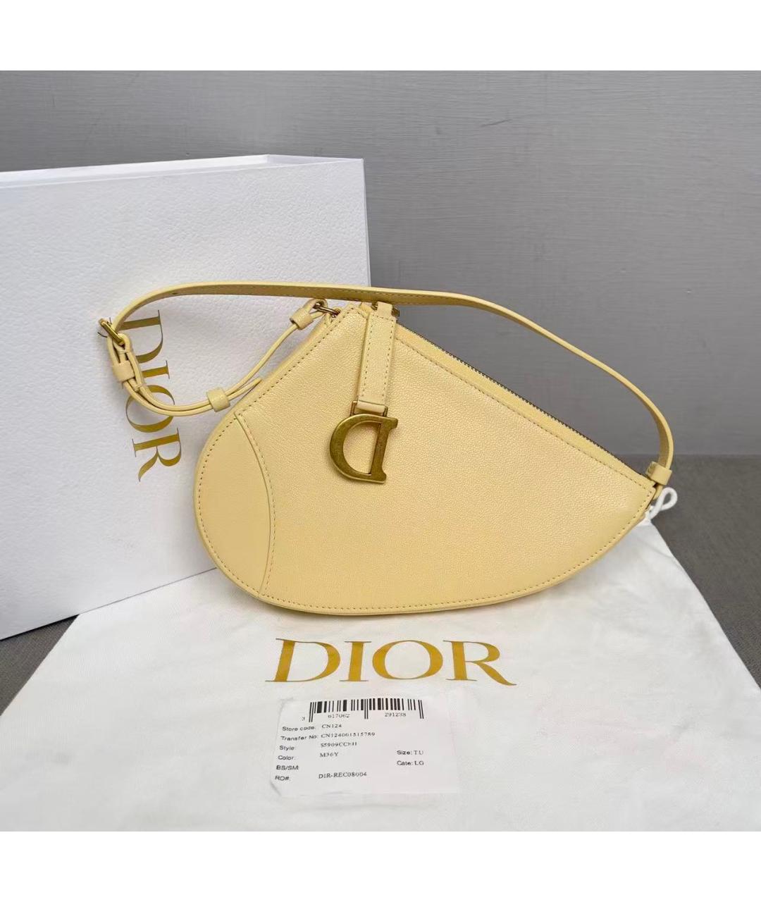 CHRISTIAN DIOR Желтая кожаная сумка через плечо, фото 2