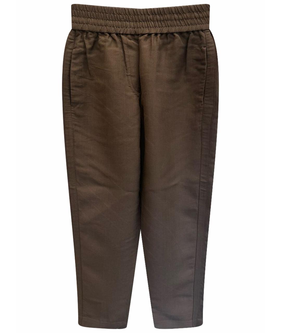 BRUNELLO CUCINELLI Коричневые льняные брюки широкие, фото 1