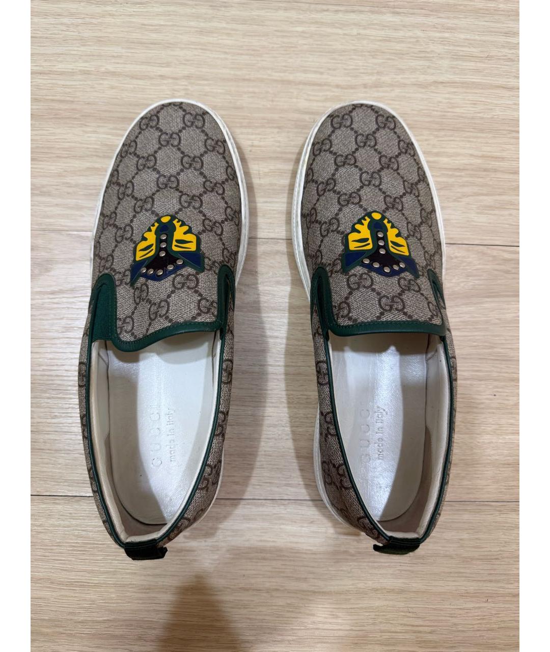 GUCCI Бежевые кожаные слипоны, фото 3