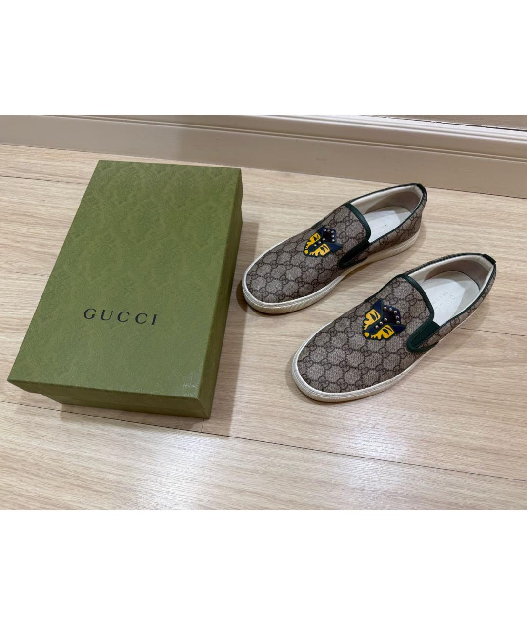 GUCCI Бежевые кожаные слипоны, фото 7