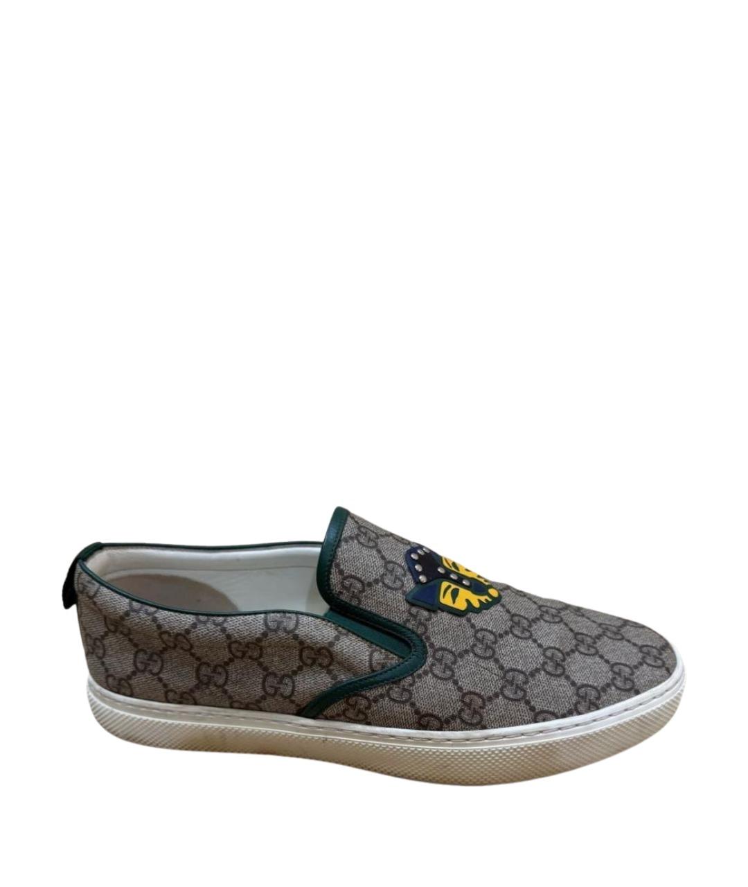 GUCCI Бежевые кожаные слипоны, фото 1