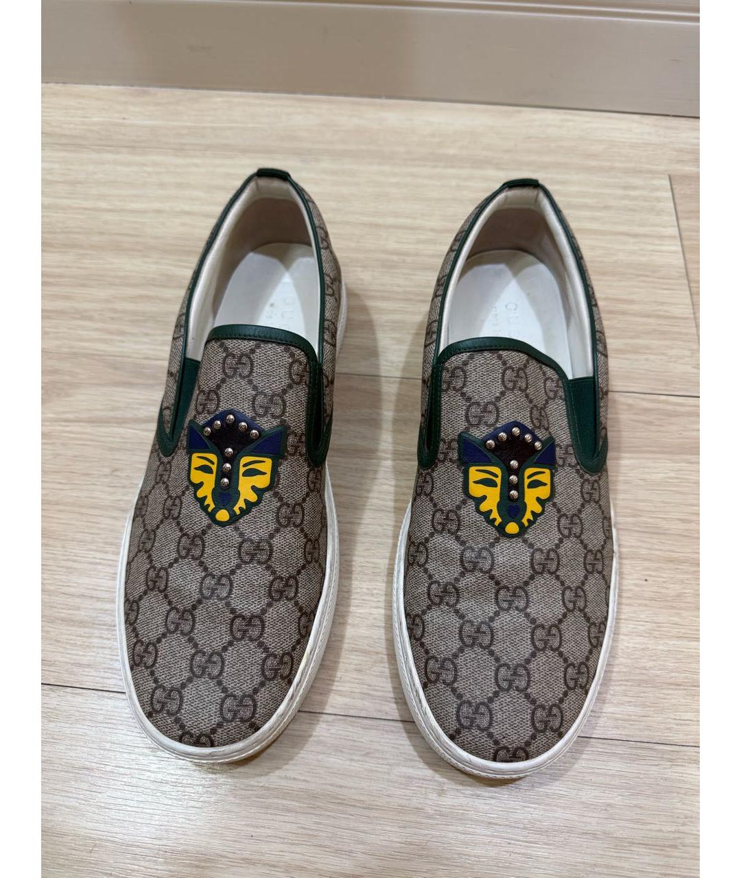 GUCCI Бежевые кожаные слипоны, фото 2
