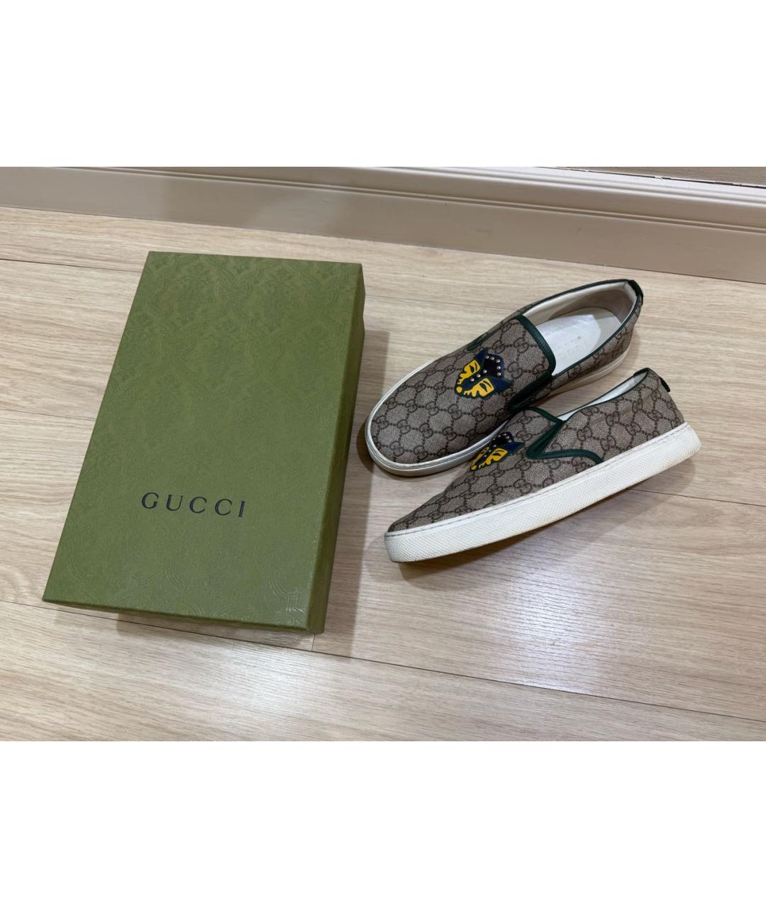 GUCCI Бежевые кожаные слипоны, фото 6
