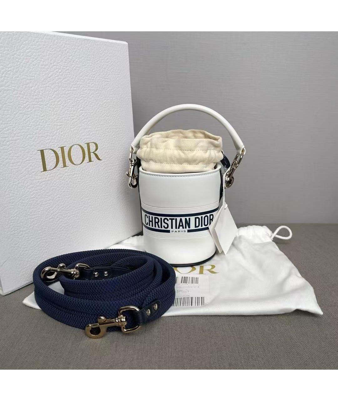 CHRISTIAN DIOR Белая кожаная сумка через плечо, фото 2