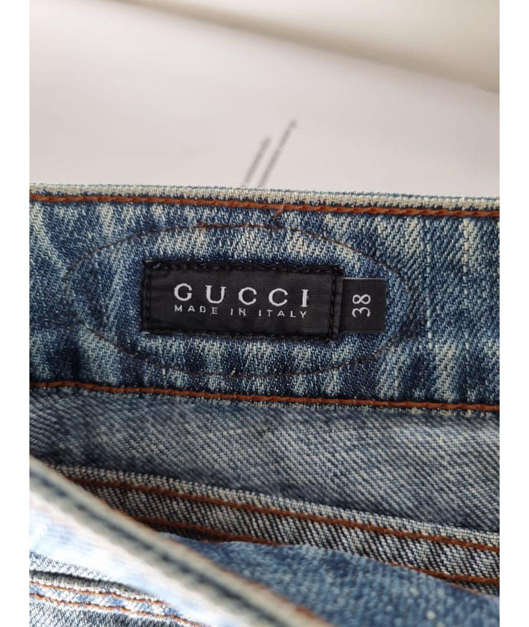 GUCCI Голубая деним юбка мини, фото 5
