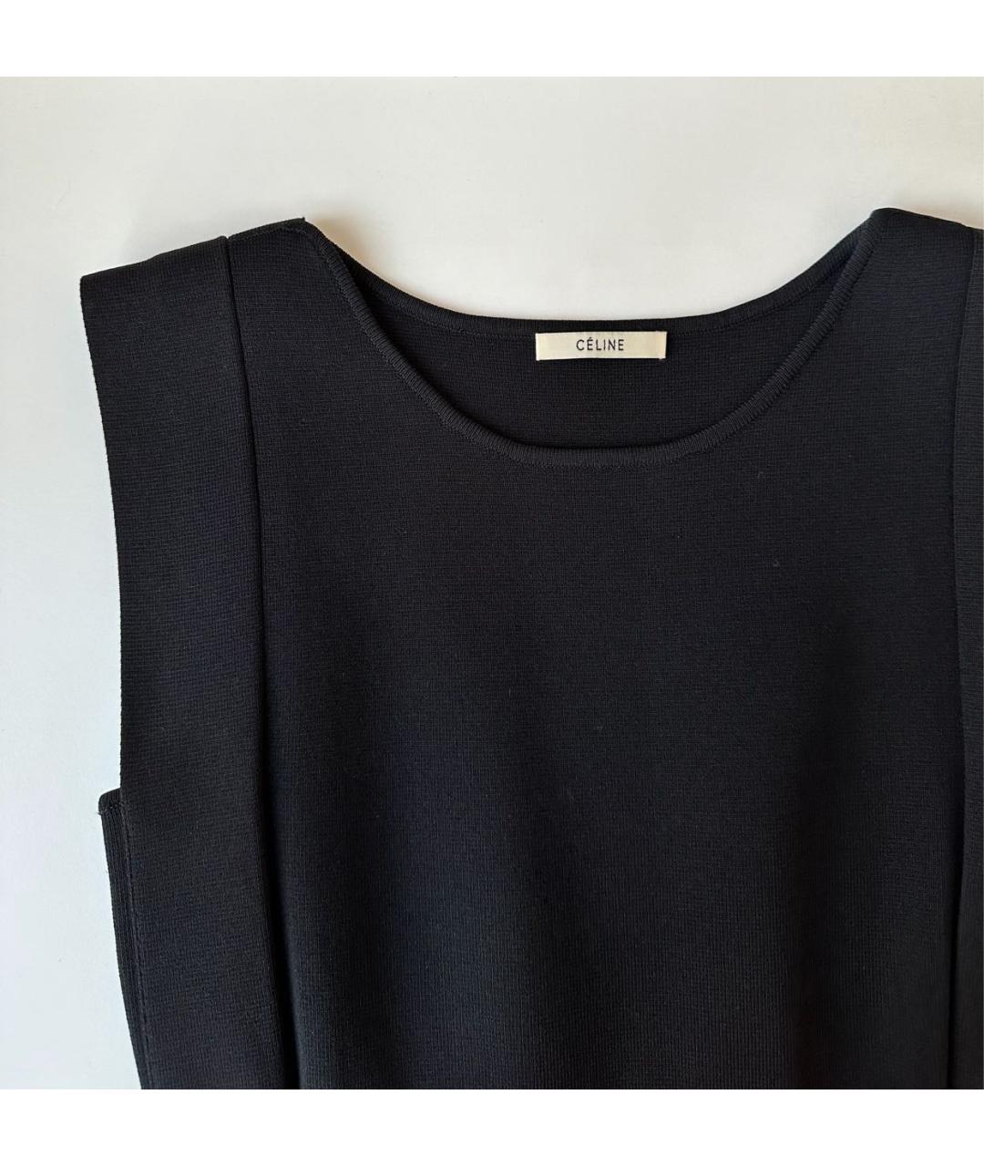 CELINE Черное вискозное повседневное платье, фото 4