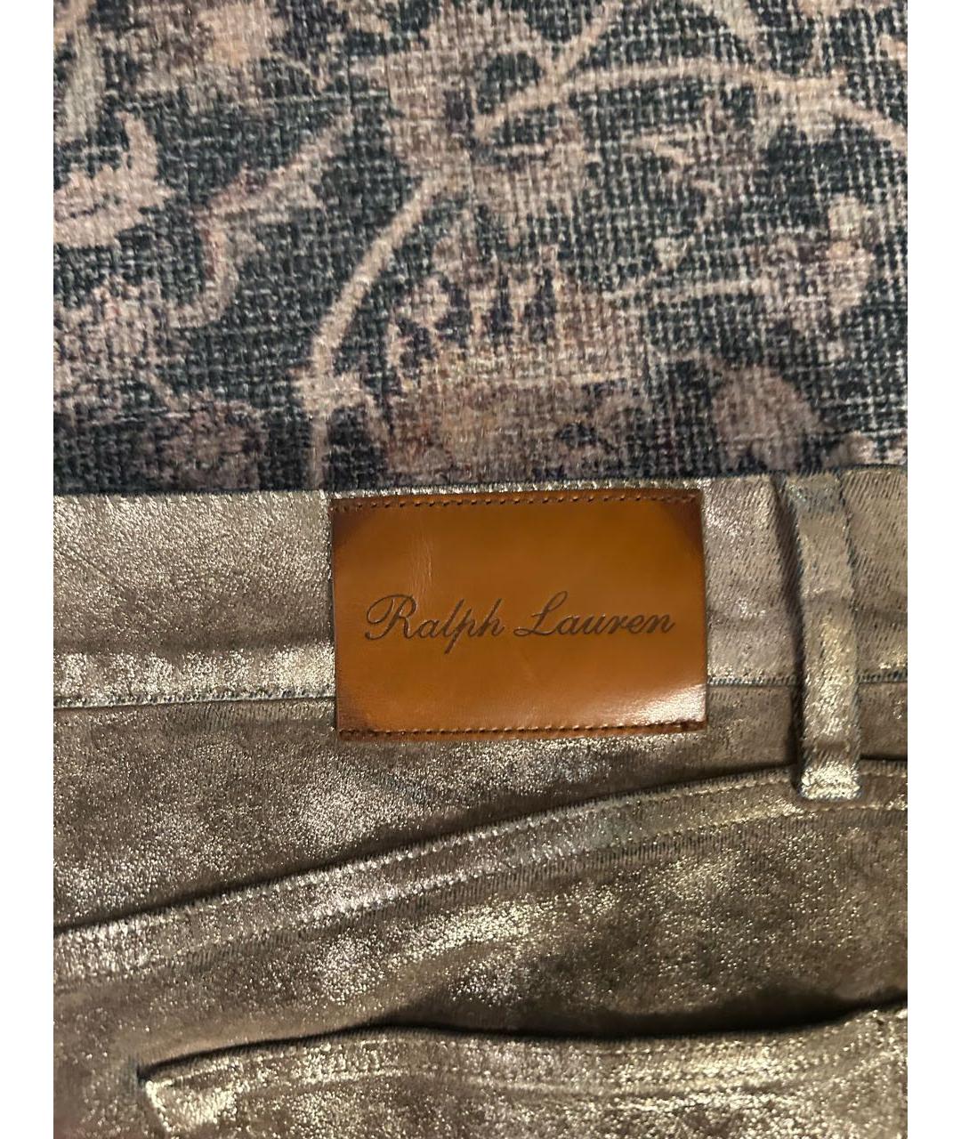 RALPH LAUREN Золотые хлопко-эластановые джинсы клеш, фото 4