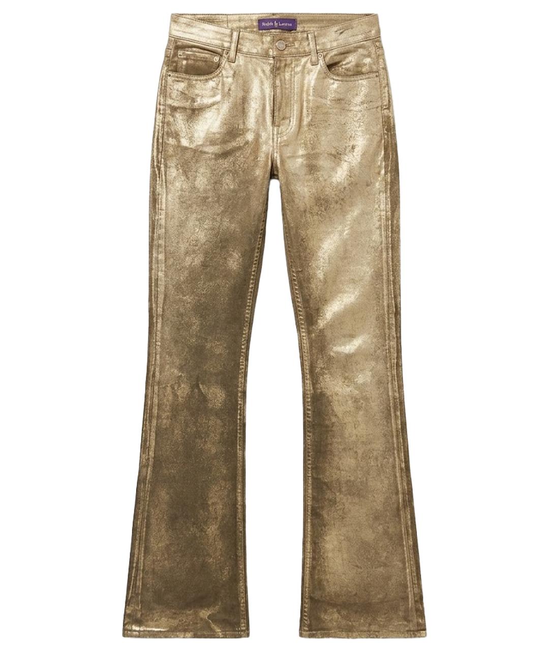 RALPH LAUREN Золотые хлопко-эластановые джинсы клеш, фото 1