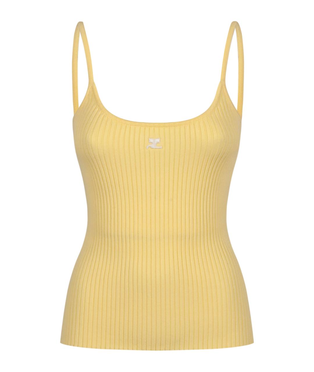 COURREGES Желтая вискозная майка, фото 2
