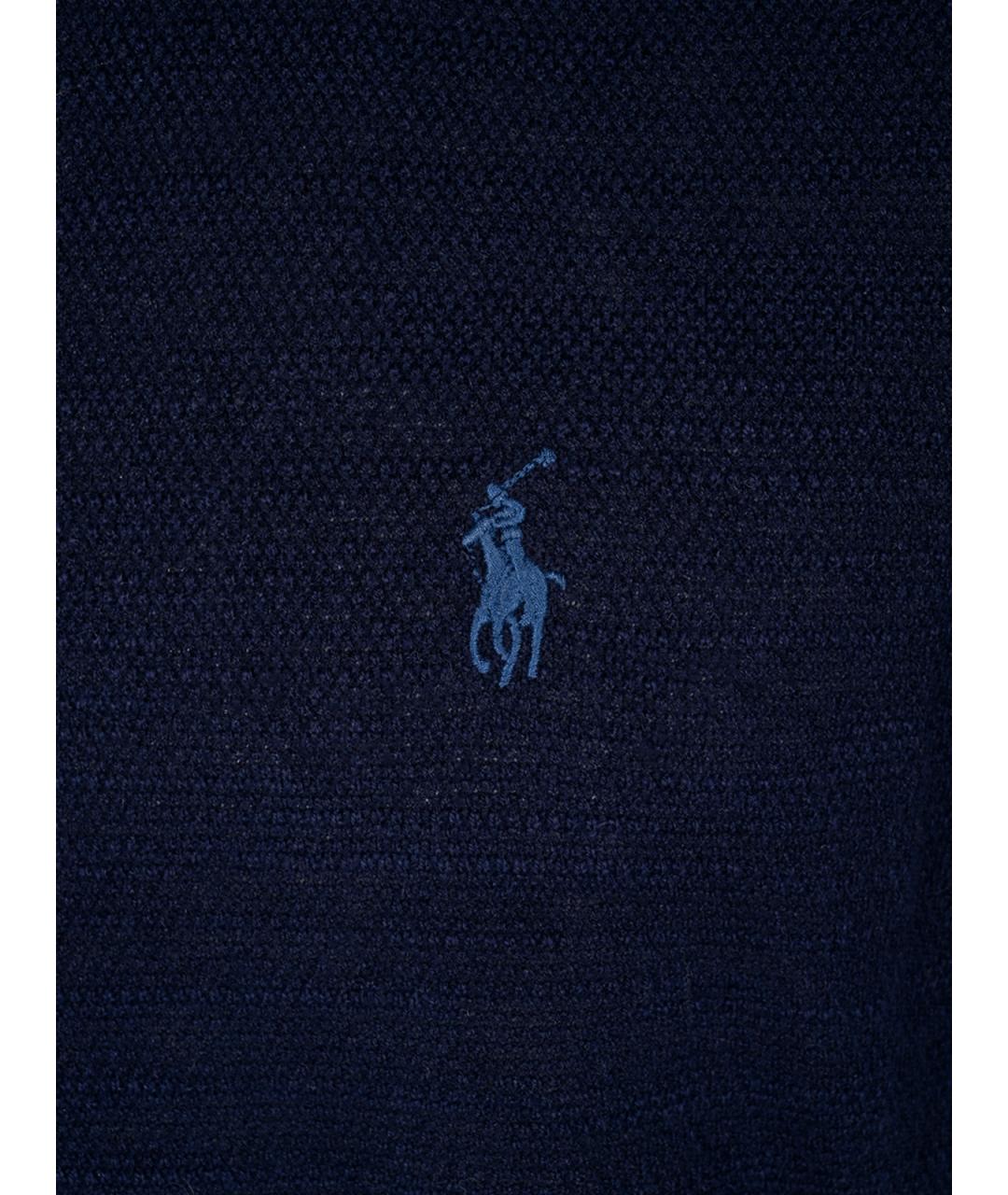 POLO RALPH LAUREN Синее хлопковое поло с коротким рукавом, фото 3