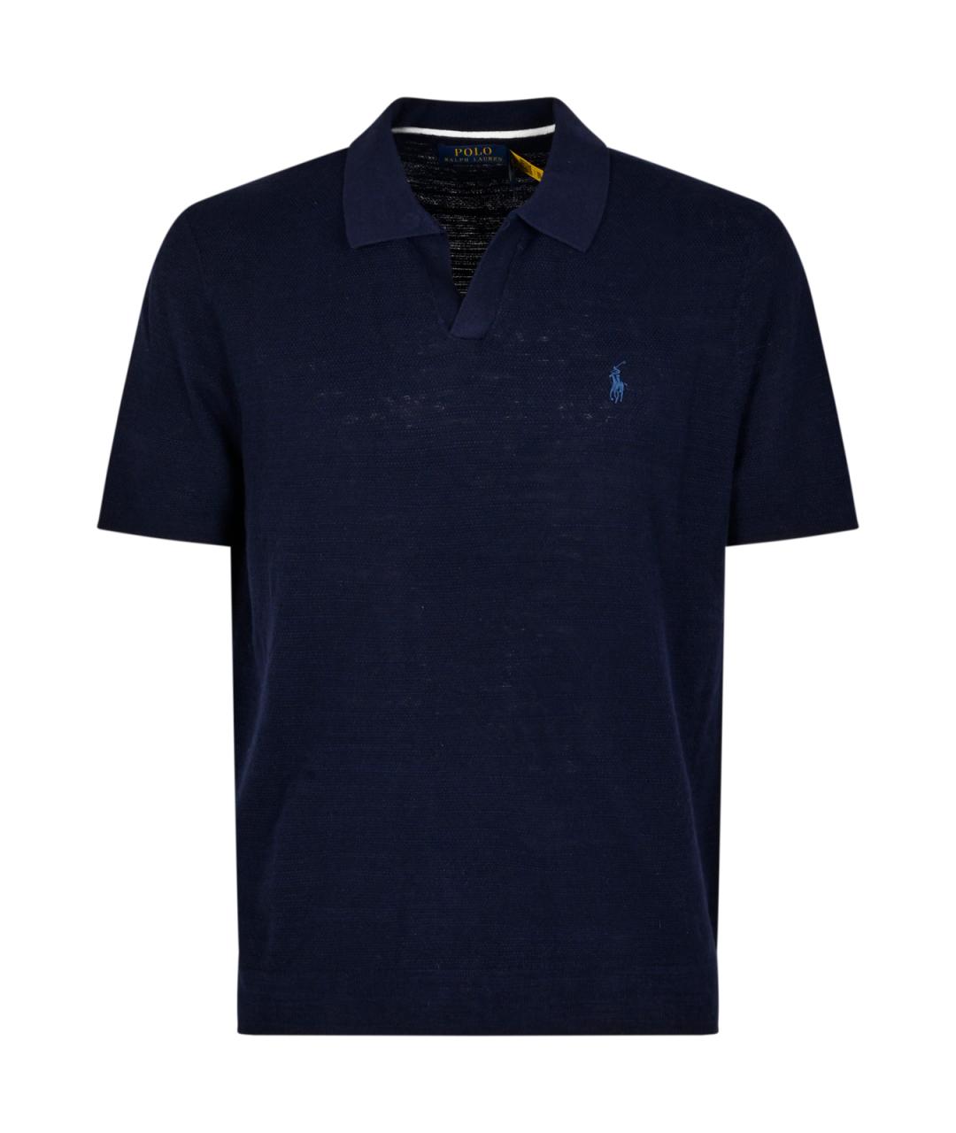 POLO RALPH LAUREN Синее хлопковое поло с коротким рукавом, фото 1