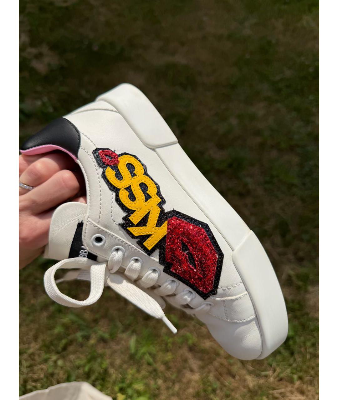 DOLCE&GABBANA Белые кожаные кроссовки, фото 5