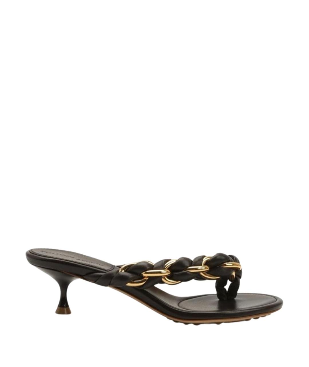 BOTTEGA VENETA Черные кожаные мюли, фото 1