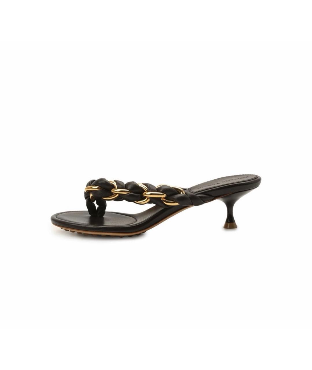 BOTTEGA VENETA Черные кожаные мюли, фото 5
