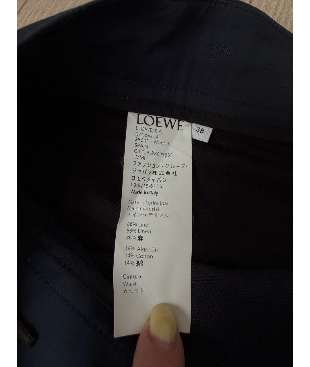 LOEWE Темно-синие льняные бриджи, фото 7