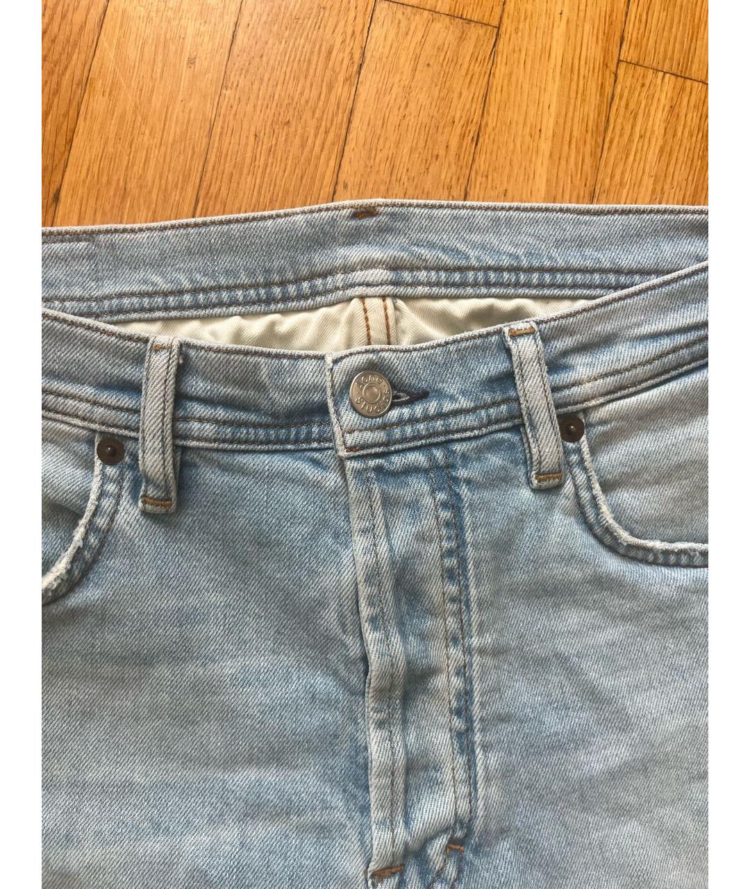 ACNE STUDIOS Голубые хлопко-эластановые джинсы скинни, фото 4