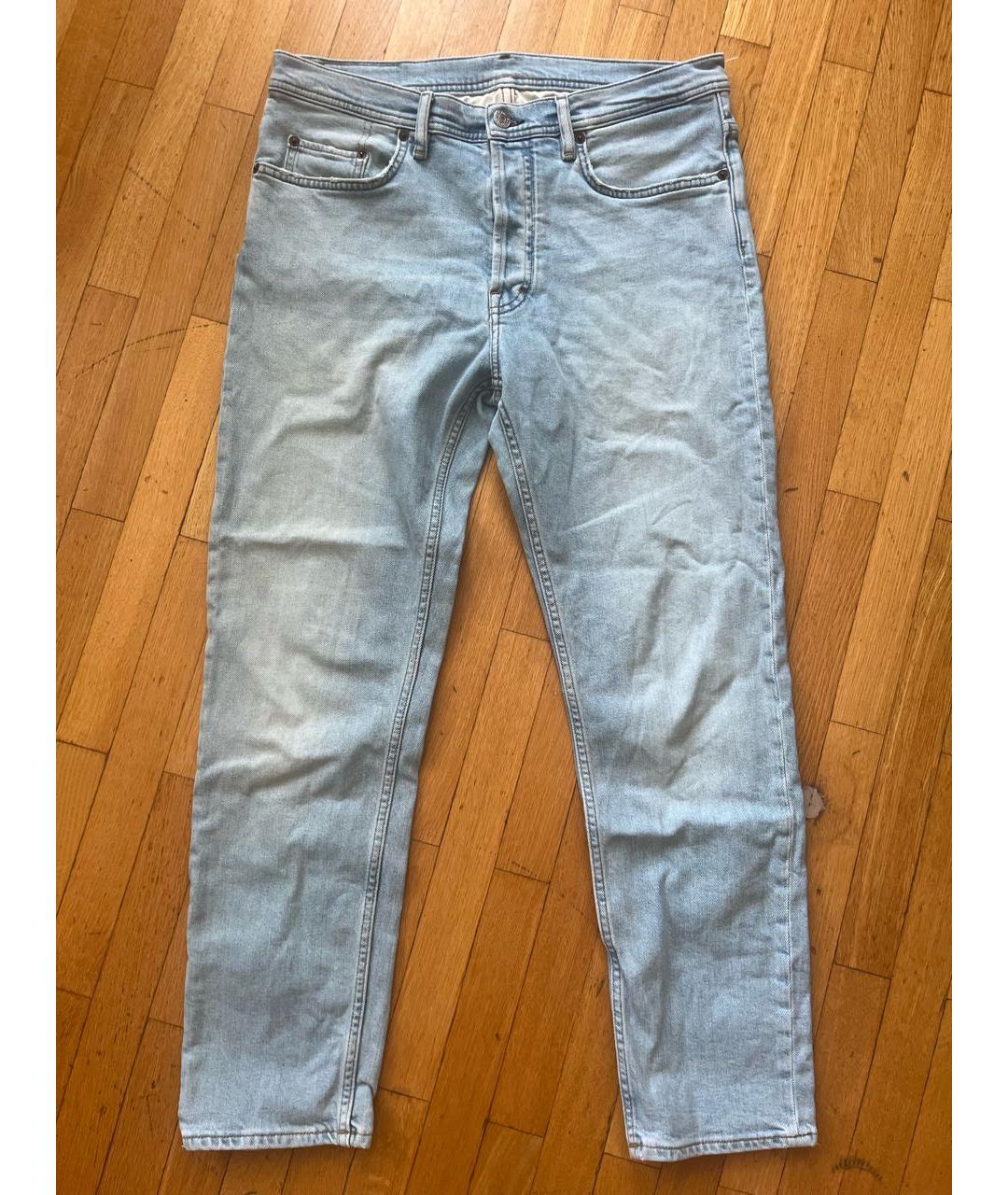 ACNE STUDIOS Голубые хлопко-эластановые джинсы скинни, фото 7