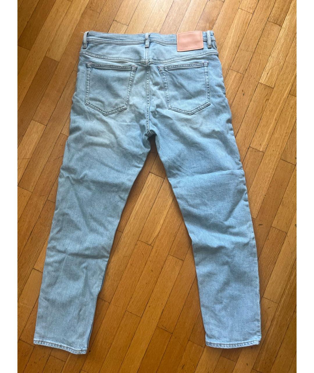 ACNE STUDIOS Голубые хлопко-эластановые джинсы скинни, фото 2