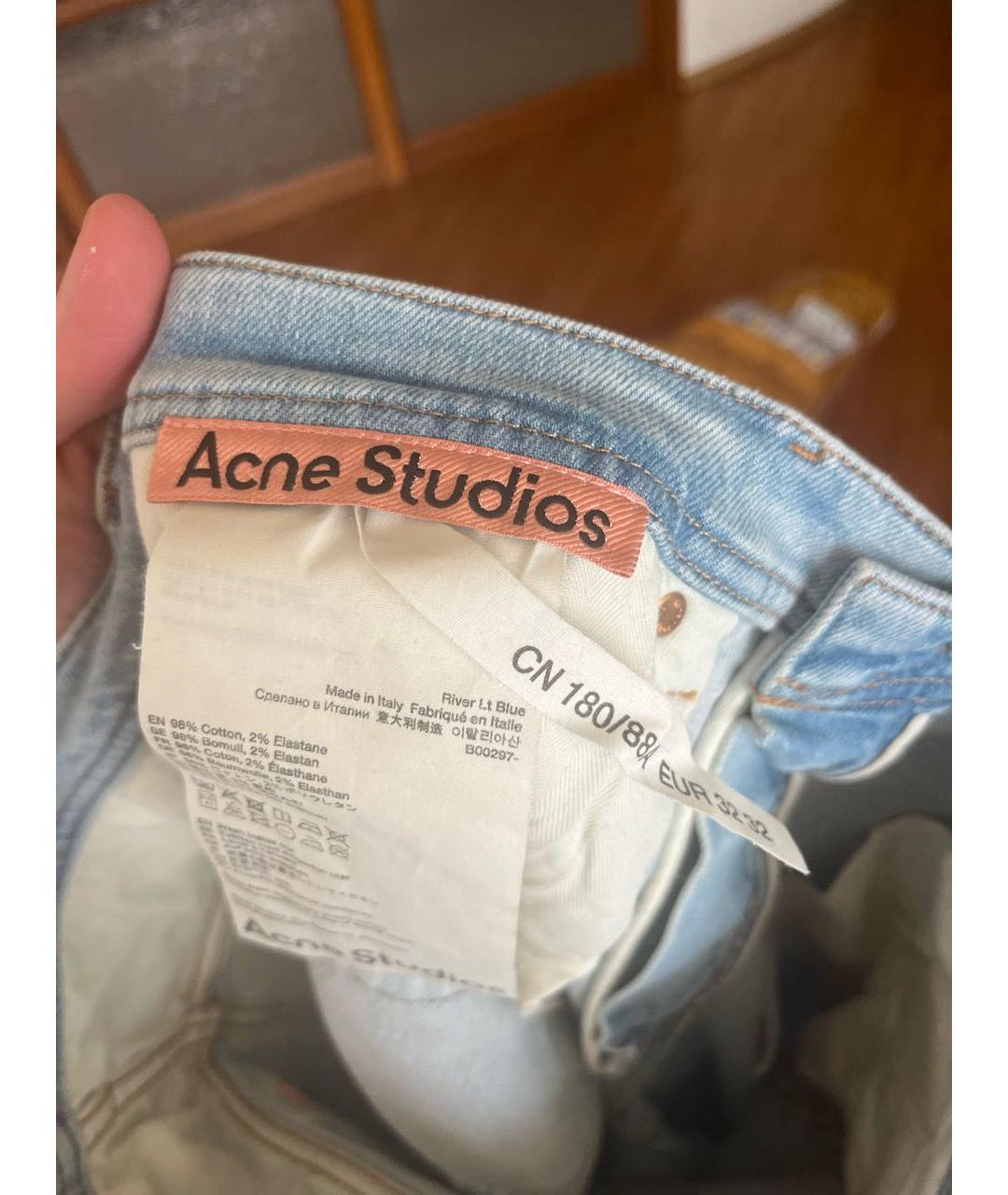 ACNE STUDIOS Голубые хлопко-эластановые джинсы скинни, фото 5