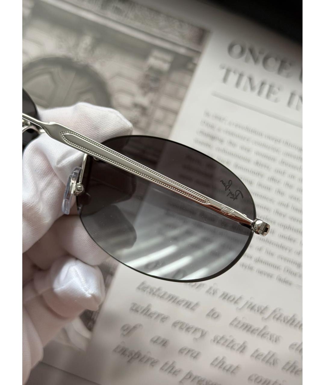 RAY BAN Серые металлические солнцезащитные очки, фото 4