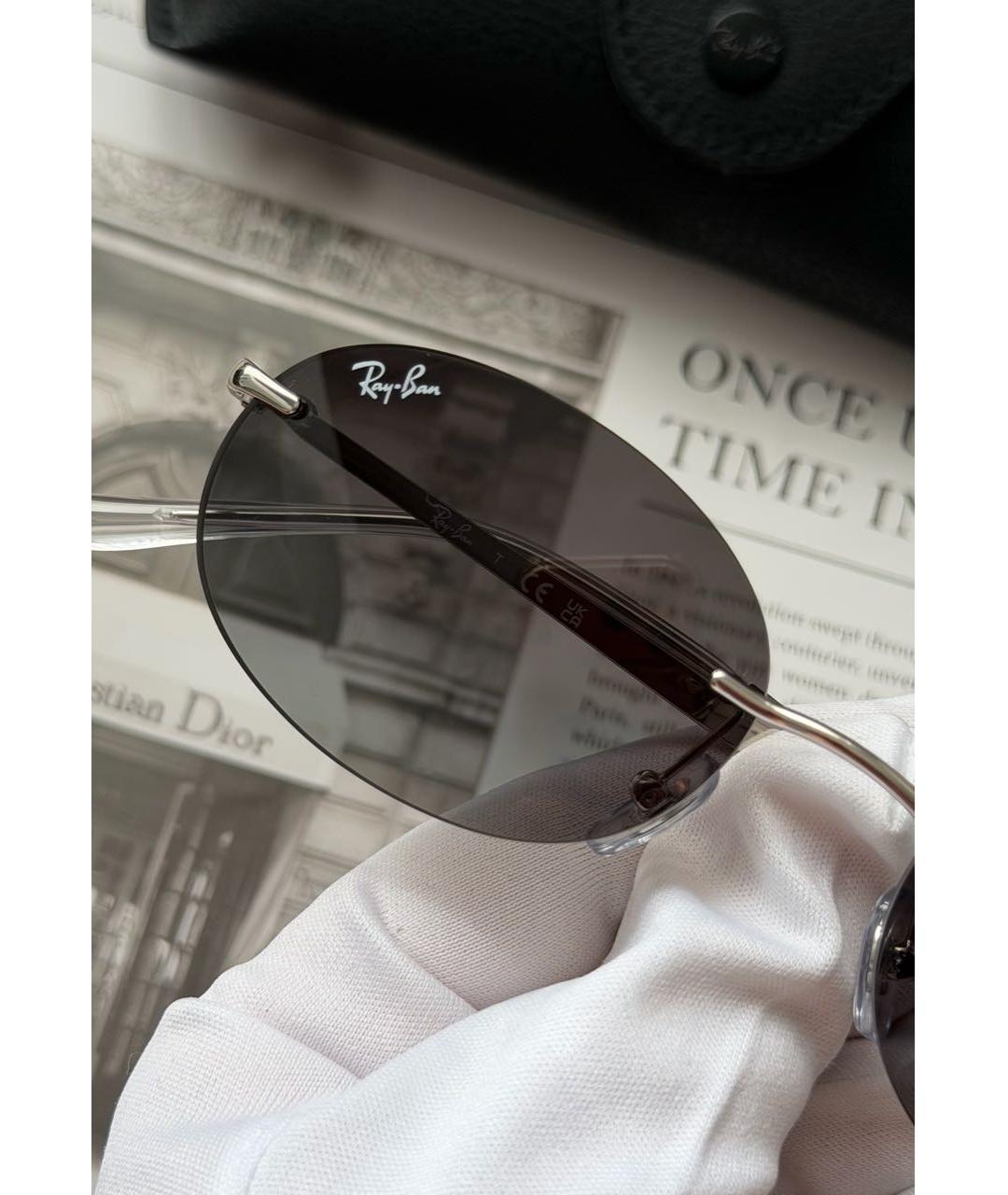 RAY BAN Серые металлические солнцезащитные очки, фото 3