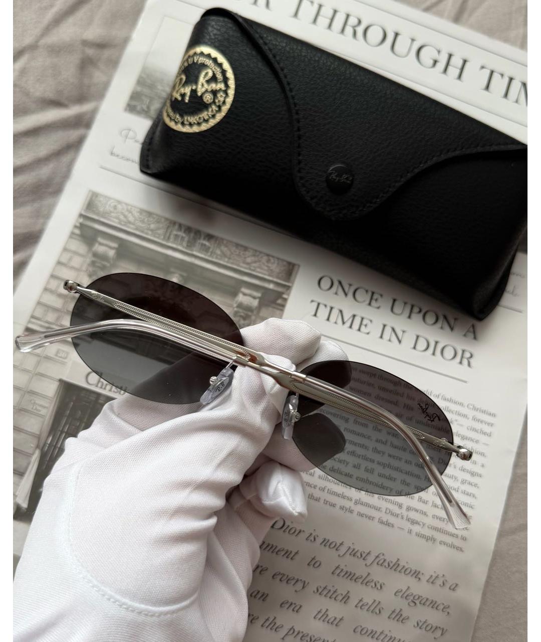 RAY BAN Серые металлические солнцезащитные очки, фото 2