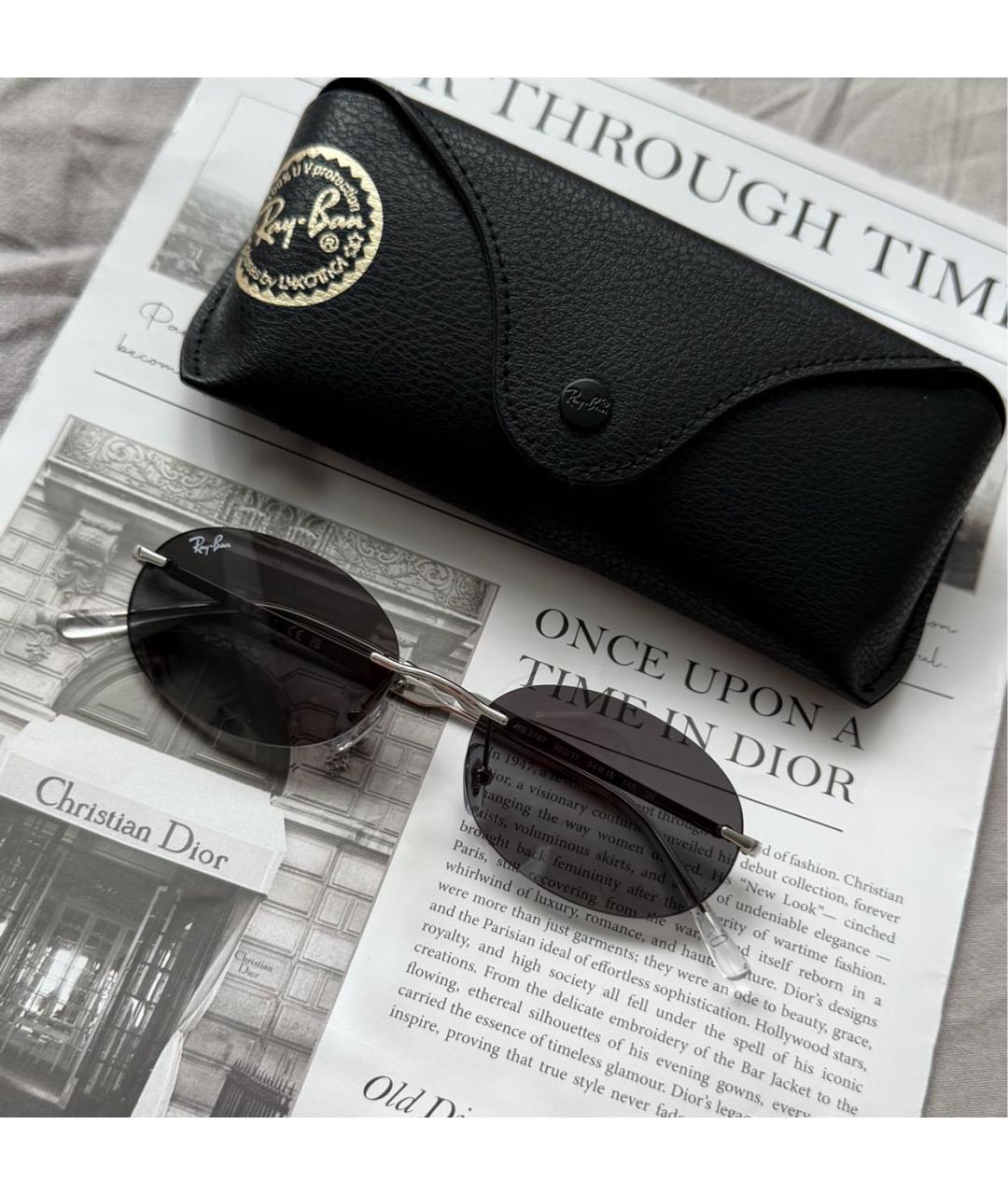 RAY BAN Серые металлические солнцезащитные очки, фото 5