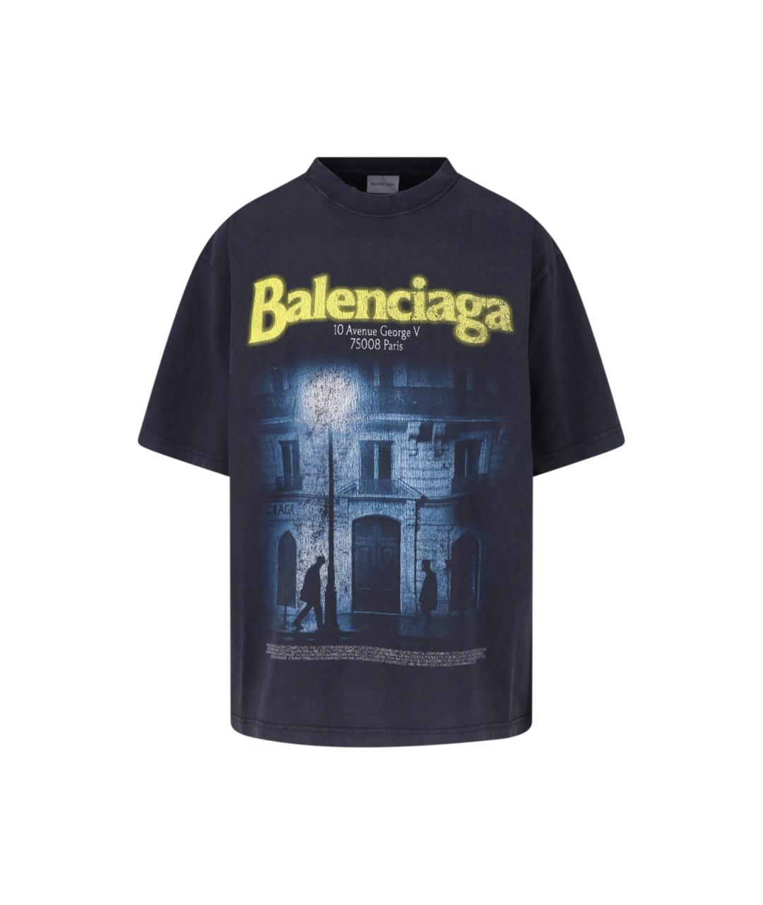 BALENCIAGA Черная хлопковая футболка, фото 1