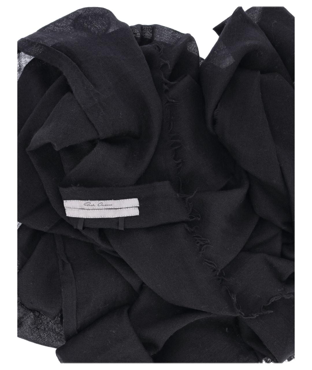 RICK OWENS Черный шерстяной шарф, фото 3