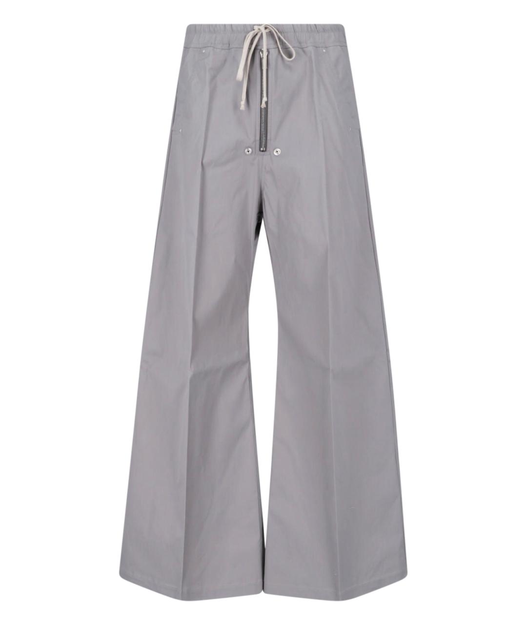 RICK OWENS Серые хлопковые повседневные брюки, фото 1