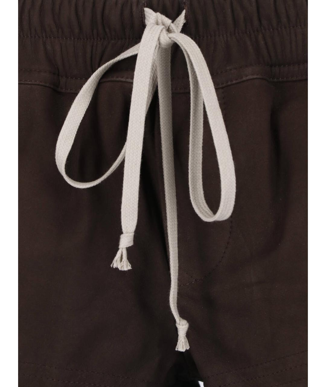 RICK OWENS Коричневые кожаные шорты, фото 4
