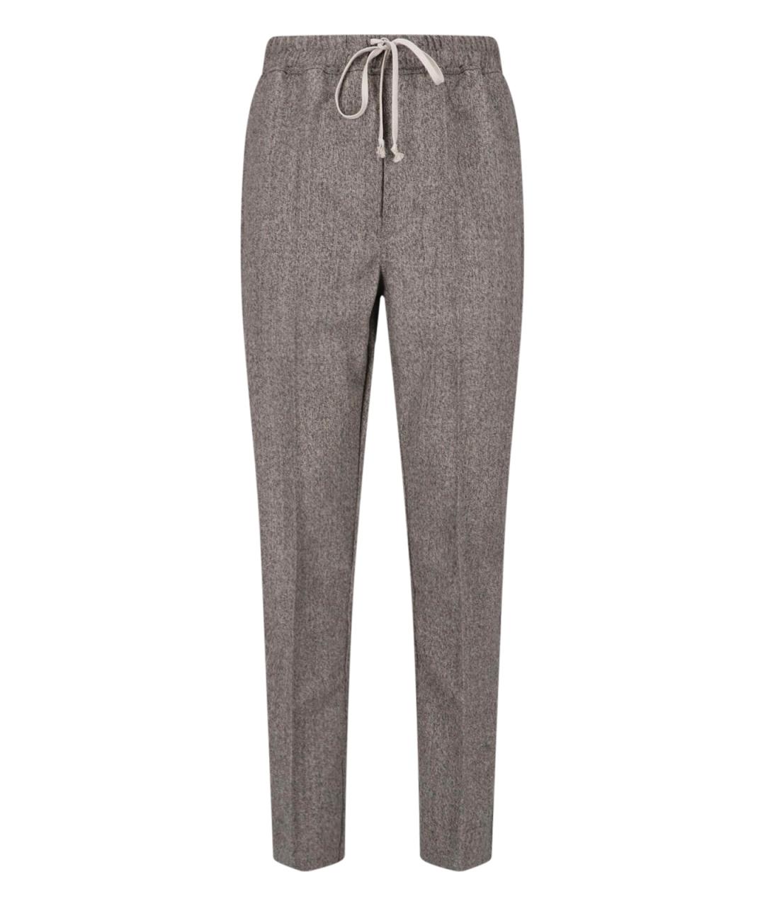 RICK OWENS Серые шерстяные повседневные брюки, фото 1
